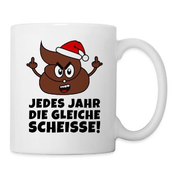 Shit Christmas Shit Poop Stinking Finger sw - Mug - white - Right
