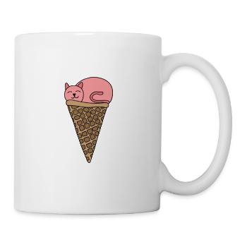 Chat glace gaufres crème glacée cerise écureuil gaufre - Mug blanc - blanc - Droite