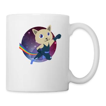 Cute cat superhero universe levitation kitty - Mug - white - Right