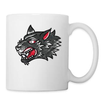 Retro Vintage Wolf Tattoo Geschenk - Tasse - Weiß - Rechts