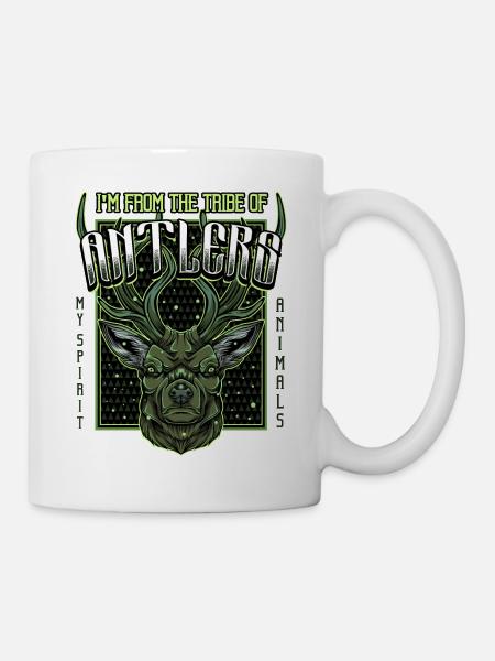 Modern Hirschkopf | Waldtier Rehbock Geschenkidee - Tasse - Weiß