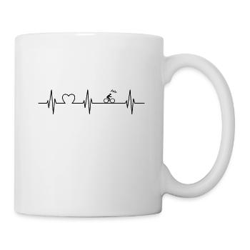 Mountainbike Biker Herzschlag Fahrrad T-Shirt - Tasse - Weiß - Rechts