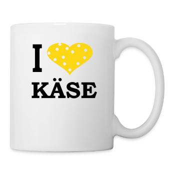 I Love Käse T-Shirt / Ich liebe Käse T-Shirt - Tasse - Weiß - Rechts