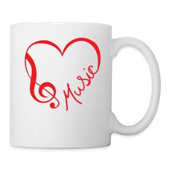 Herz Notenschlüssel Musik - Tasse - Weiß - Rechts
