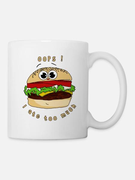 Oops ich habe zu viel gegessen Geschenkidee - Tasse - Weiß