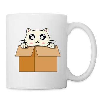 Cat cute funny kitty in box of cardboard - Mug - white - Right