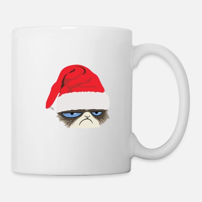 Grumpy Cat with Santa hat - Mug - white