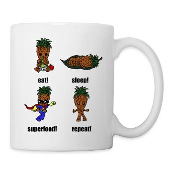 Ananas Superfood Ein ganz normaler Tag - Tasse - Weiß - Rechts