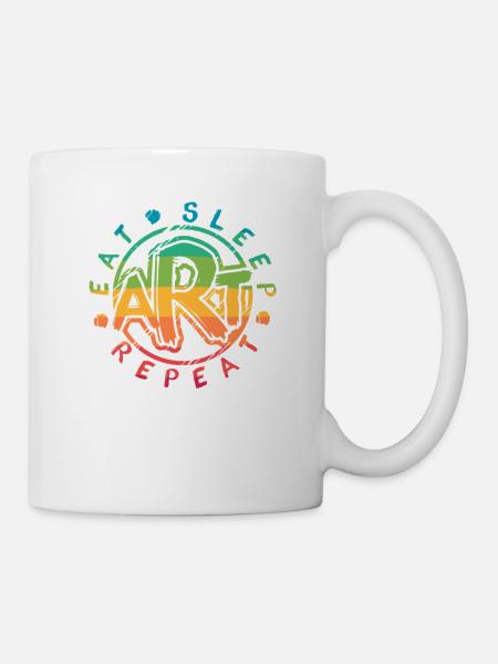 Art Kunst : Eat Sleep Art Repeat - Tasse - Weiß