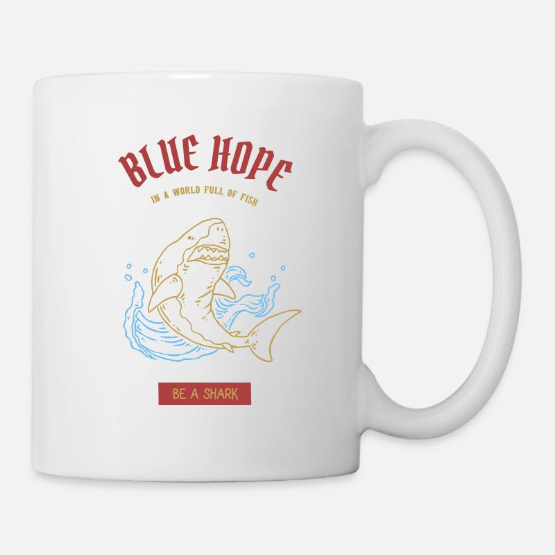 "Espoir bleu" requin | Tshirt & Cadeau - Mug blanc - blanc