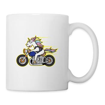 Unicorn Chopper Rocker Leather Jacket Club Gift - Mug - white - Right