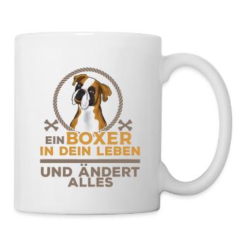 Boxer Herz Hund Poesie Spruch Gassi Geschenk - Tasse - Weiß - Rechts