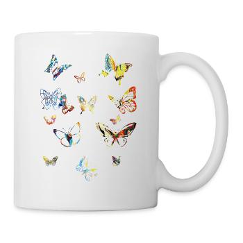 bunte Schmetterlinge - Tasse - Weiß - Rechts