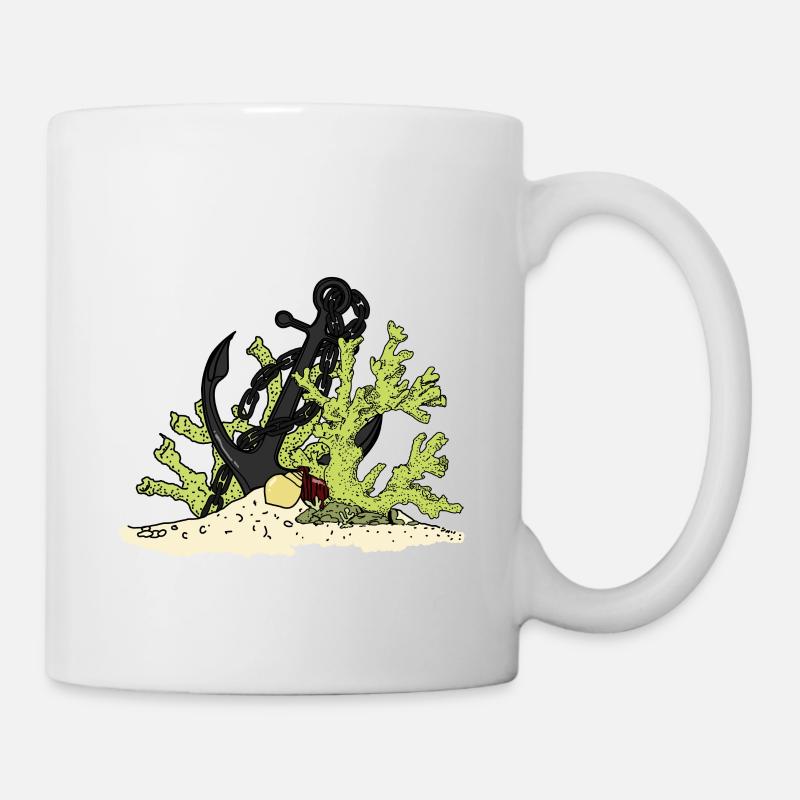 Beautiful anchor on the seabed with shells gift - Mug - white