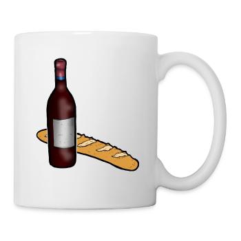 Bread and Wine France Baguette Red Wine Saying - Mug - white - Right