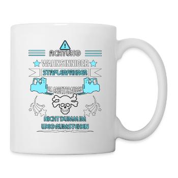 Élévateur t-shirt • Logistique • Attention cadeau - Mug blanc - blanc - Droite