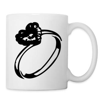 Herz-Diamant-Ring - Tasse - Weiß - Rechts