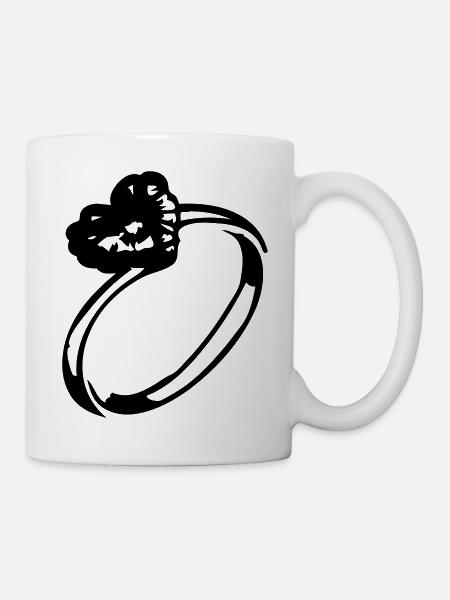 Herz-Diamant-Ring - Tasse - Weiß