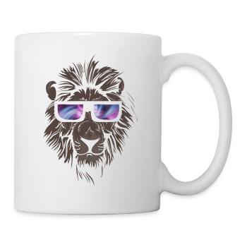 Lion cool avec des lunettes gros chat cadeau lionne - Mug blanc - blanc - Droite