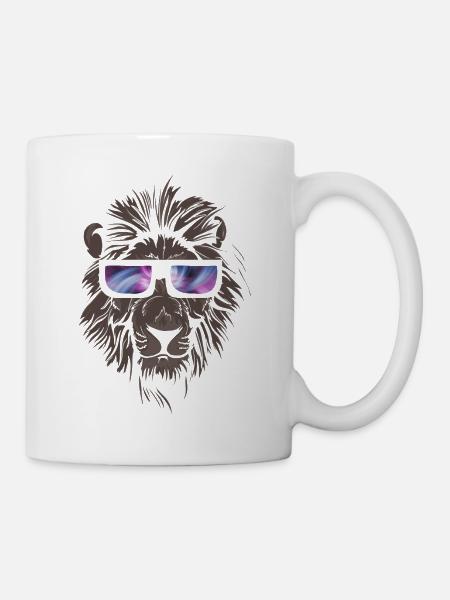 Cooler Löwe mit Brille Raubkatze Löwin Geschenk - Tasse - Weiß
