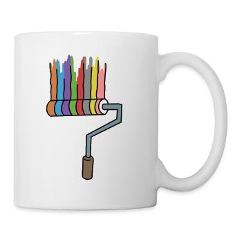 Maler streichen Farbe Farbrolle Geschenkidee - Tasse - Weiß - Rechts