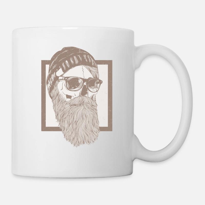 Barbe - Barbe, crâne - Mug blanc - blanc