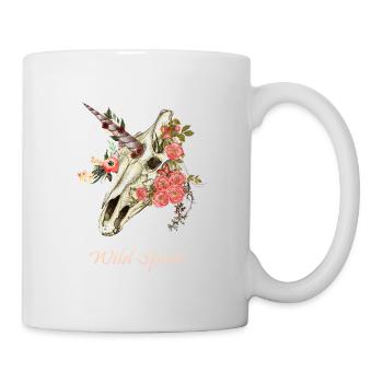 Einhorn Schädel Blumen - Mug - white - Right