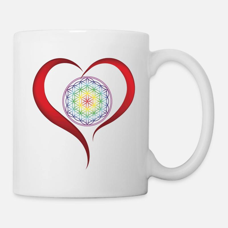 Blume des Lebens spirituell medititation chakra - Tasse - Weiß