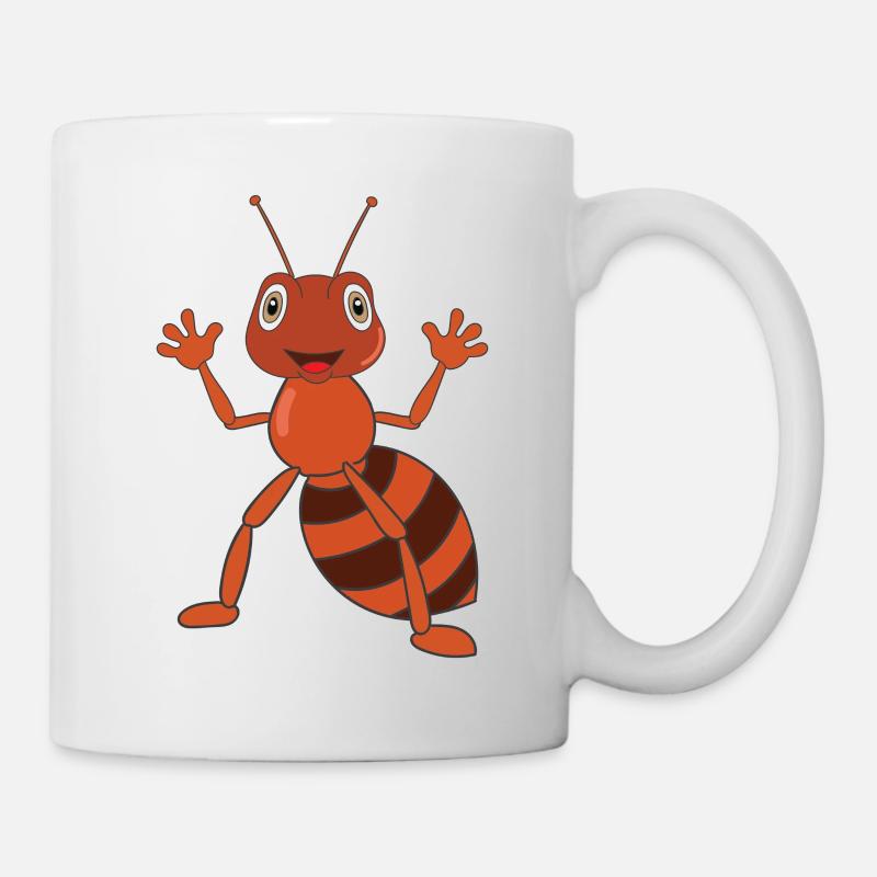 Funny cartoon ant is waving - Mug - white