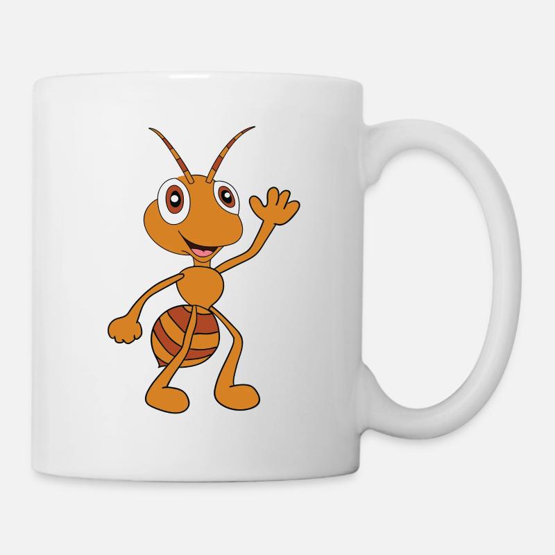 Lustige Comic Ameise Beim Winken - Tasse - Weiß