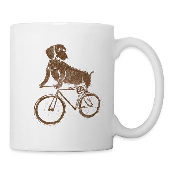 Chien vélo teckel cycliste BMX - Mug blanc - blanc - Droite