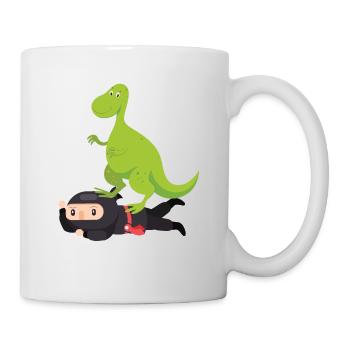 Samurai Ninja avec dinosaure - Mug blanc - blanc - Droite