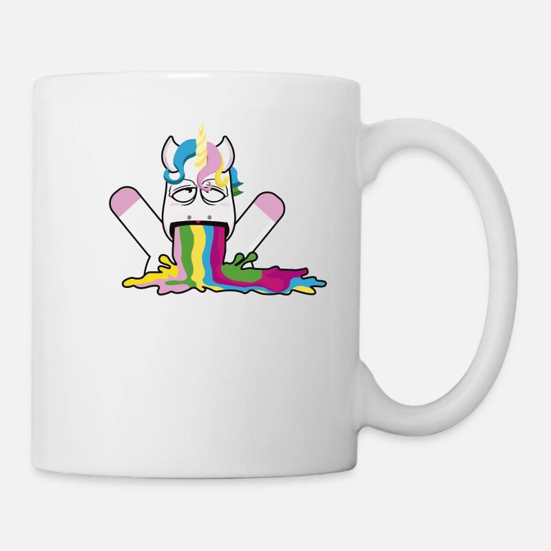 Kotzendes Regenbogen Monday-Montag Einhorn - Tasse - Weiß