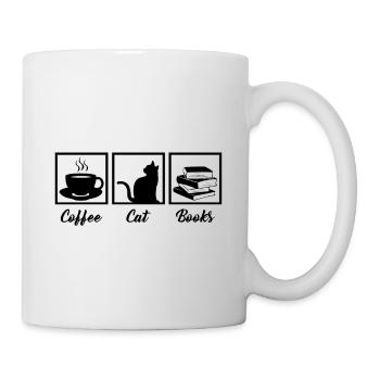 Kaffee Katze Bücher - Tasse - Weiß - Rechts