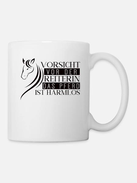 Lustiges Pferde Geschenk Reiterin Pferd harmlos - Tasse - Weiß