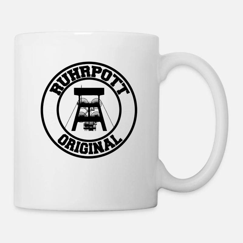 Ruhrpott Original mit Zeche Förderturm, Glück Auf - Tasse - Weiß