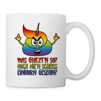 Shit Unicorn Saying Stinkefinger Rainbow - Mug - white - Right