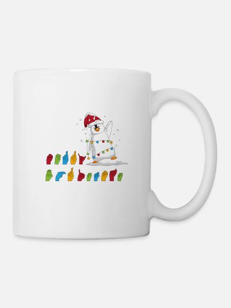 Frohe Weihnachten Pinguin Gebärdensprache Zeichen - Tasse - Weiß