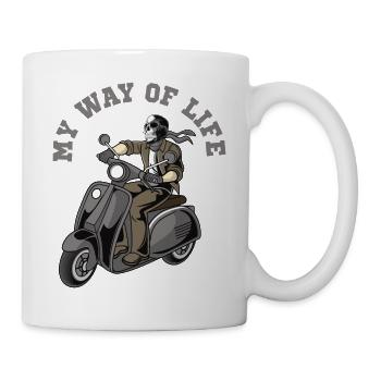 Skull Scooterist Way Of Life Geschenkidee - Tasse - Weiß - Rechts