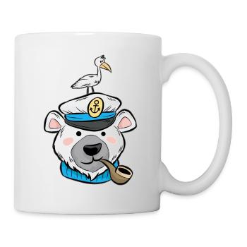 Eisbär Eis Bär Pfeife Möve Kapitän Cartoon Comic - Tasse - Weiß - Rechts
