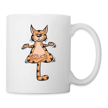Yoga Cat Meditation Kitten Cartoon Funny - Mug - white - Right