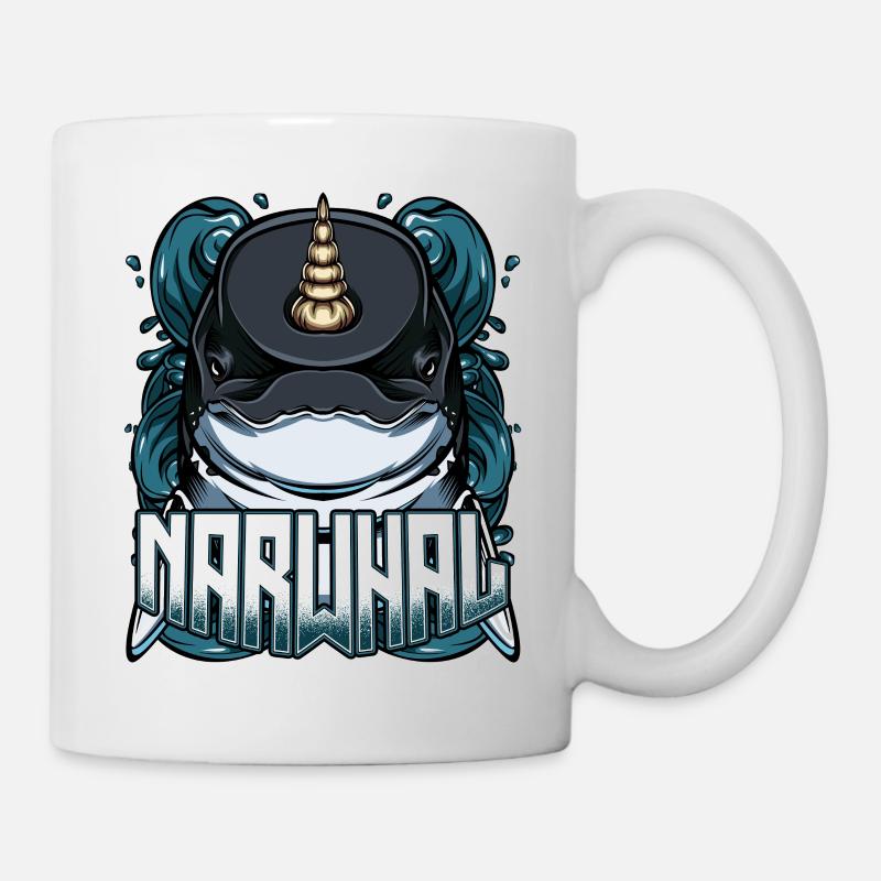 Cadeau cool de baleines créatures marines à la mode du narval - Mug blanc - blanc