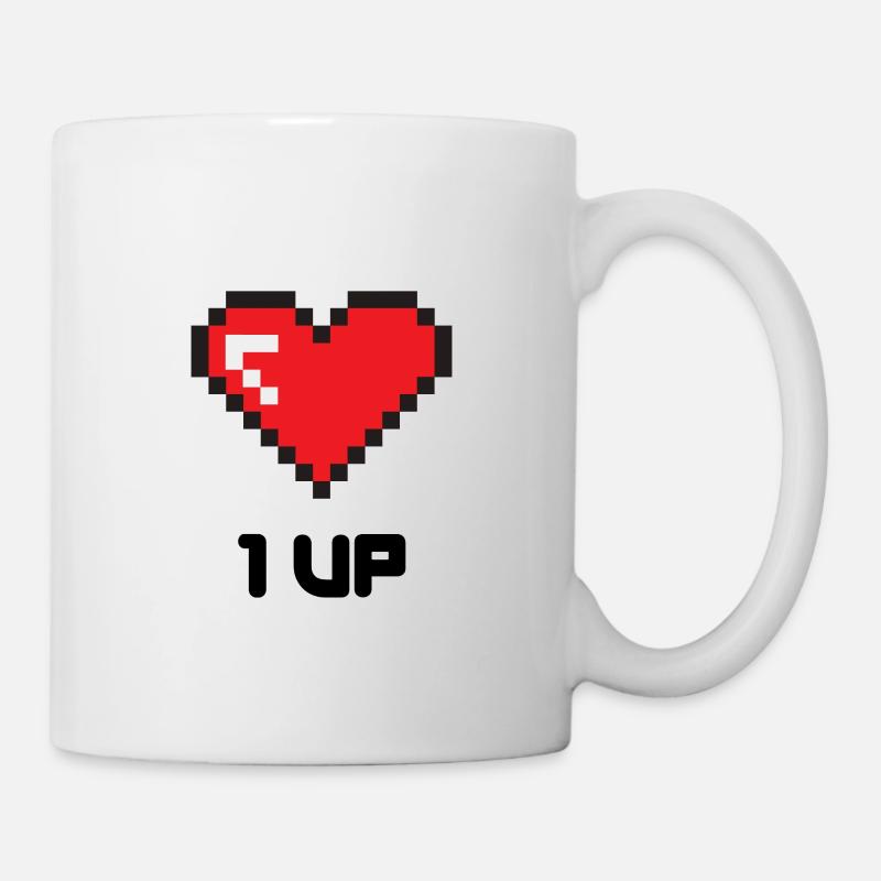 1 UP heart - Mug - white