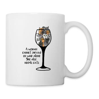 Wine and Cats Wine Glass Kitten Mrs. Woman Wine - Mug - white - Right