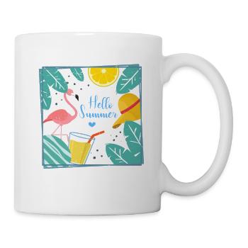 Bonjour l'été | Idée de cadeau de flamant rose pour les vacances d'été - Mug blanc - blanc - Droite