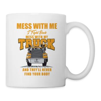 Trucker LKW Fahrer Fernfahrer Lastwagen Geschenk - Tasse - Weiß - Rechts