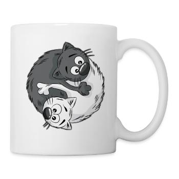 YIN Et YANG Chat chat drôle chat Cartoon - Mug blanc - blanc - Droite