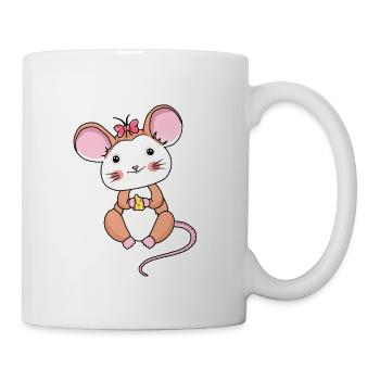 Maus Tiere Käse Fantasy Kinder Comic Cartoon - Tasse - Weiß - Rechts