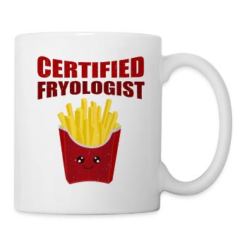 Certified Fryologist | Pommes Frittes Geschenkidee - Tasse - Weiß - Rechts