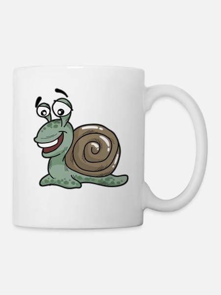 Glückliche Schnecke Cartoon Comic Langsam - Tasse - Weiß